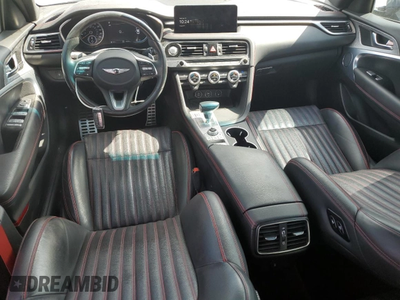 2023 Genesis G70 2.0T with VIN KMTG34TA5PU110175, listed as a Copart auction lot 58297715 with 43,716 mi miles and Salvage title. Bid and sale history available at DreamBid. Image 8.