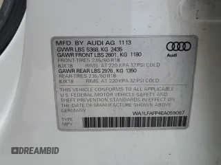 2014 Audi Q5 Premium Plus z VIN WA1LFAFP4EA059067, wystawiony jako Copart lot #58573405 z przebiegiem 49 293 mil mil oraz Szkoda całkowita • Salvage title. Historia ofert i sprzedaży dostępna na DreamBid. Obrazek 14.