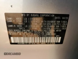 2023 Subaru Outback Limited с VIN 4S4BTANC3P3218320, выставлен на аукционе Copart как лот 60150245 с пробегом 27 712 миль миль и Списание • Salvage title. История ставок и продаж доступна на DreamBid. Изображение 13.