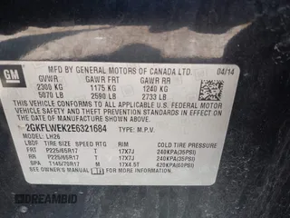 2014 GMC Terrain SLE with VIN 2GKFLWEK2E6321684, listed as a IAAI auction lot 42036961 with 181,787 mi miles. Bid and sale history available at carsss.com. Image 9.