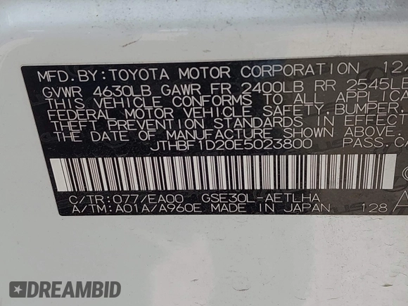 2014 Lexus IS 250 с VIN JTHBF1D20E5023800, выставлен на аукционе IAAI как лот 42604410 с пробегом 83 056 миль миль и . История ставок и продаж доступна на DreamBid. Изображение 9.