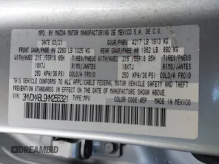 2021 Mazda CX-30 Select with VIN 3MVDMABL9MM256321, listed as a IAAI auction lot 41057613 with Not Provided miles and . Bid and sale history available at DreamBid. Image 9.