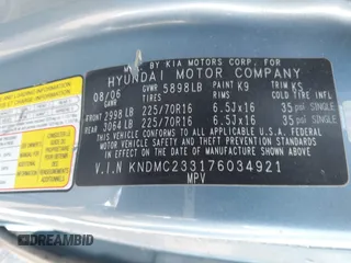 2007 Hyundai Entourage GLS z VIN KNDMC233176034921, wystawiony jako IAAI lot #41815006 z przebiegiem 239 283 mil mil oraz . Historia ofert i sprzedaży dostępna na DreamBid. Obrazek 9.