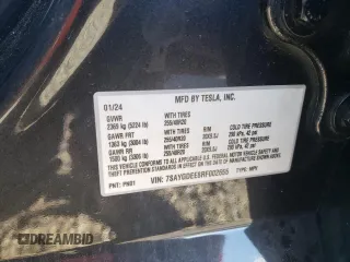 2024 Tesla Model Y Long Range with VIN 7SAYGDEE8RF002655, listed as a Copart auction lot 46422325 with 7,943 mi miles and Salvage Title. Bid and sale history available at DreamBid. Image 16.