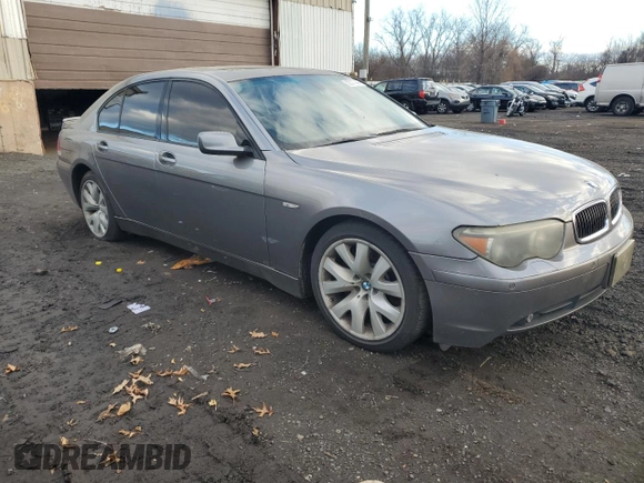 2004 BMW 7 Series 745i with VIN WBAGL63444DP71760, listed as a Copart auction lot 82377444 with 289,762 mi miles and Salvage Title. Bid and sale history available at DreamBid. Image 4.