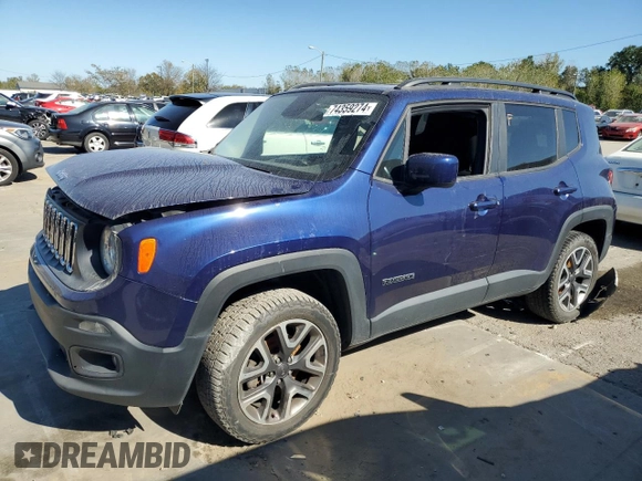 2017 Jeep Renegade Latitude z VIN ZACCJBBB5HPF56069, wystawiony jako Copart lot #74359274 z przebiegiem 153 998 mil mil oraz Nie do naprawy. Historia ofert i sprzedaży dostępna na DreamBid. Obrazek 1.
