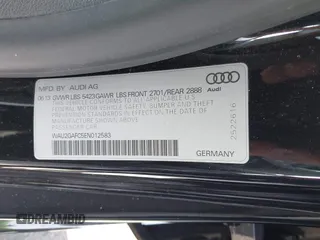 2014 Audi A7 Prestige with VIN WAU2GAFC5EN012583, listed as a IAAI auction lot 42561824 with Not provided miles and . Bid and sale history available at DreamBid. Image 9.