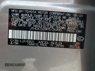 2023 Lexus IS 300 with VIN JTHCA1D29P5125490, listed as a Copart auction lot 86061184 with 42,569 mi miles and Salvage title. Bid and sale history available at DreamBid. Image 12.