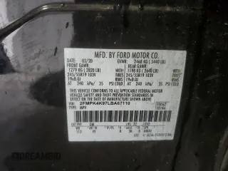 2020 Ford Edge Titanium z VIN 2FMPK4K97LBA67110, wystawiony jako Copart lot #57630365 z przebiegiem 49 646 mil mil oraz Szkoda całkowita • Salvage title. Historia ofert i sprzedaży dostępna na DreamBid. Obrazek 14.