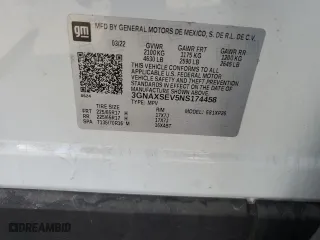 2022 Chevrolet Equinox LS with VIN 3GNAXSEV5NS174458, listed as a Copart auction lot 43373345 with 54,071 mi miles and Salvage Title. Bid and sale history available at carsss.com. Image 16.