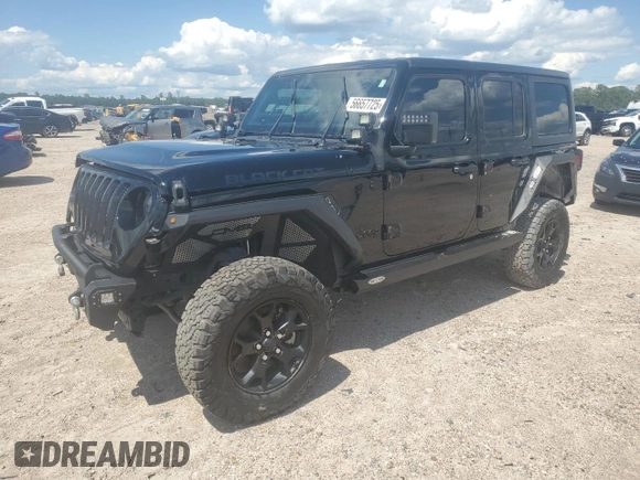 2021 Jeep Wrangler Unlimited Willys with VIN 1C4HJXDN0MW859686, listed as a Copart auction lot 56657725 with 49,984 mi miles and Salvage title. Bid and sale history available at DreamBid. Image 1.