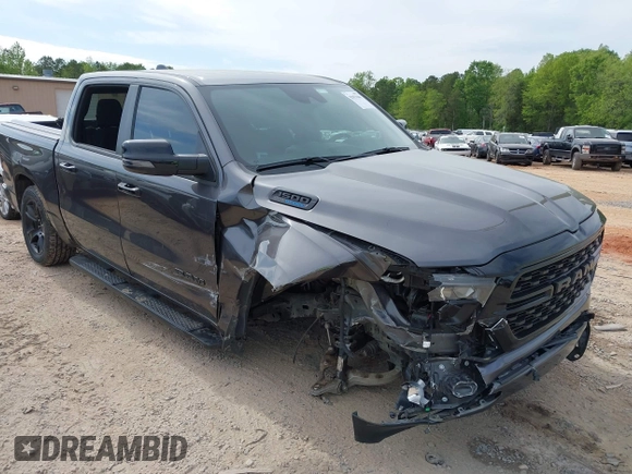 2024 Ram 1500 Lone Star with VIN 1C6SRFFT1RN125616, listed as a IAAI auction lot 42053680 with 57,274 mi miles and . Bid and sale history available at DreamBid. Image 1.