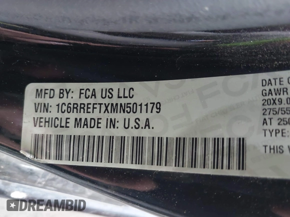 2021 Ram 1500 Big Horn с VIN 1C6RREFTXMN501179, выставлен на аукционе IAAI как лот 42325094 с пробегом 56 265 миль миль и . История ставок и продаж доступна на DreamBid. Изображение 9.