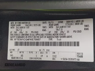 2015 Ford F-150 XL with VIN 1FTEW1CG4FKE75957, listed as a IAAI auction lot 41722268 with 109,496 mi miles. Bid and sale history available at carsss.com. Image 9.