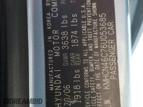 2006 Hyundai Accent GLS with VIN KMHCN46C76U053685, listed as a Copart auction lot 46544965 with 288,694 mi miles and Salvage Title. Bid and sale history available at carsss.com. Image 15.