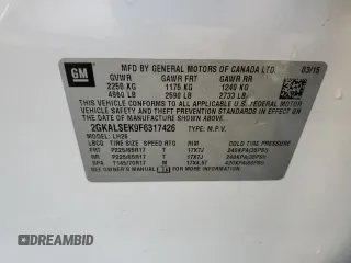 2015 GMC Terrain SLT with VIN 2GKALSEK9F6317426, listed as a Copart auction lot 49686875 with 83,639 mi miles and Salvage Title. Bid and sale history available at carsss.com. Image 13.