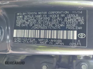 2014 Toyota Prius One with VIN JTDKDTB30E1575075, listed as a IAAI auction lot 41407539 with 150,470 mi miles and . Bid and sale history available at DreamBid. Image 9.