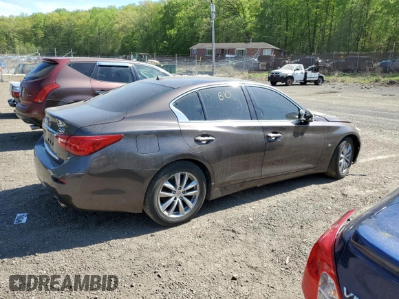 2015 Infiniti Q50 Premium with VIN JN1BV7AP0FM339781, listed as a Copart auction lot 53658315 with 179,703 mi miles and Salvage Title. Bid and sale history available at carsss.com. Image 3.