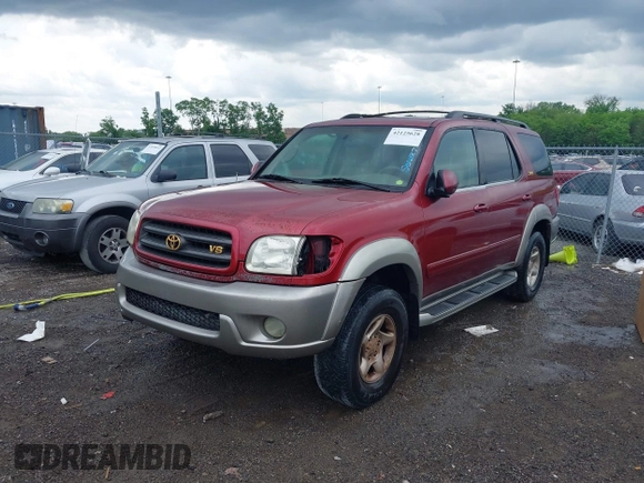 2002 Toyota Sequoia SR5 with VIN 5TDZT34A72S068170, listed as a IAAI auction lot 42125628 with Not Provided miles and . Bid and sale history available at carsss.com. Image 6.