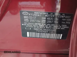 2017 Hyundai Sonata Limited with VIN KMHE34L38HA064461, listed as a IAAI auction lot 42160640 with 98,771 mi miles and . Bid and sale history available at DreamBid. Image 9.