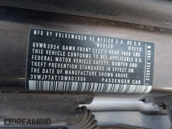 2013 Volkswagen Beetle 2.5L с VIN 3VWJP7AT1DM601306, выставлен на аукционе IAAI как лот 41846490 с пробегом 117 082 миль миль и . История ставок и продаж доступна на DreamBid. Изображение 9.