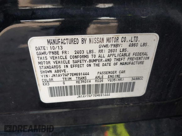 2014 Infiniti Q50 Hybrid Sport with VIN JN1AV7AP7EM691444, listed as a IAAI auction lot 41564726 with 128,834 mi miles and . Bid and sale history available at DreamBid. Image 9.