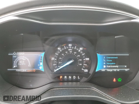 2020 Ford Fusion SE with VIN 3FA6P0LU8LR266753, listed as a Copart auction lot 52341535 with 70,551 mi miles and Salvage title. Bid and sale history available at DreamBid. Image 9.