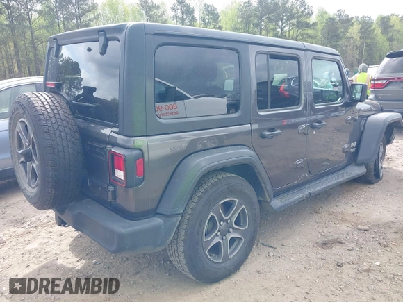 2018 Jeep Wrangler Unlimited Sport S z VIN 1C4HJXDG8JW112639, wystawiony jako IAAI lot #41951965 z przebiegiem 93 853 mil mil oraz . Historia ofert i sprzedaży dostępna na DreamBid. Obrazek 4.