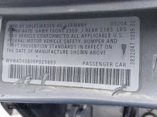 2005 Volkswagen Passat GLS z VIN WVWAD63B05P029893, wystawiony jako IAAI lot #42451294 z przebiegiem 101 920 mil mil oraz . Historia ofert i sprzedaży dostępna na DreamBid. Obrazek 9.