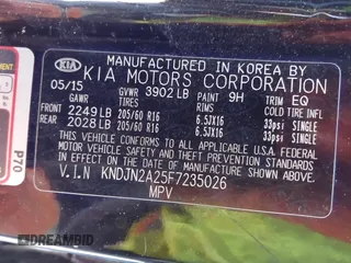 2015 Kia Soul with VIN KNDJN2A25F7235026, listed as a IAAI auction lot 41704315 with 99,444 mi miles. Bid and sale history available at carsss.com. Image 9.