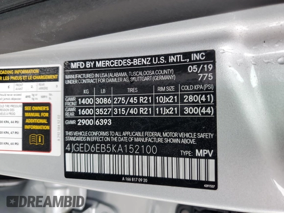 2019 Mercedes-Benz GLE 43 AMG z VIN 4JGED6EB5KA152100, wystawiony jako Copart lot #52577615 z przebiegiem 8 333 mil mil oraz Szkoda całkowita • Salvage title. Historia ofert i sprzedaży dostępna na DreamBid. Obrazek 14.