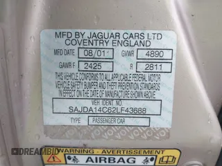 2002 Jaguar XJ 8 with VIN SAJDA14C62LF43688, listed as a IAAI auction lot 41538366 with Not provided miles and . Bid and sale history available at DreamBid. Image 9.