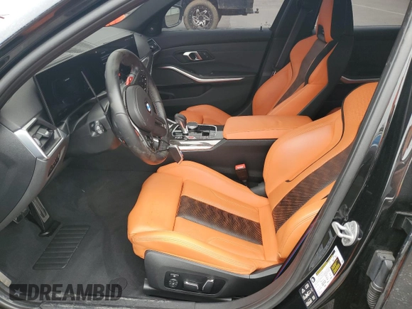 2024 BMW M3 Competition xDrive with VIN WBS43AY0XRFT17144, listed as a Copart auction lot 60822865 with 34,710 mi miles and Salvage title. Bid and sale history available at DreamBid. Image 7.