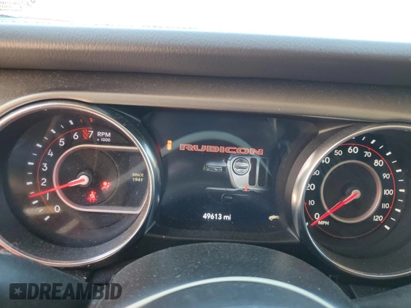 2020 Jeep Wrangler Unlimited Rubicon z VIN 1C4HJXFG9LW291418, wystawiony jako Copart lot #53009235 z przebiegiem 49 613 mil mil oraz Szkoda całkowita • Salvage title. Historia ofert i sprzedaży dostępna na DreamBid. Obrazek 9.