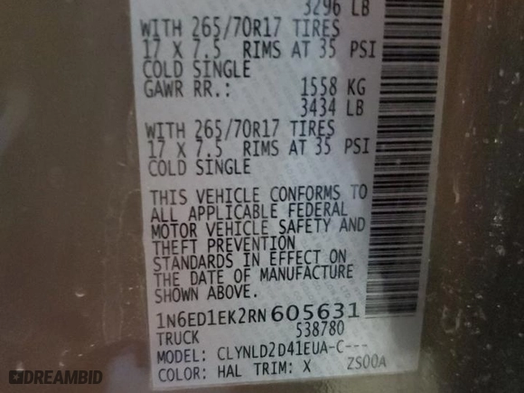 2024 Nissan Frontier PRO-4X with VIN 1N6ED1EK2RN605631, listed as a Copart auction lot 88633685 with 0 mi miles and Salvage Title. Bid and sale history available at carsss.com. Image 15.