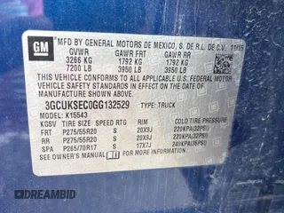 2016 Chevrolet Silverado 1500 LTZ with VIN 3GCUKSEC0GG132529, listed as a Copart auction lot 56510675 with 191,811 mi miles and Clean Title. Bid and sale history available at DreamBid. Image 10.