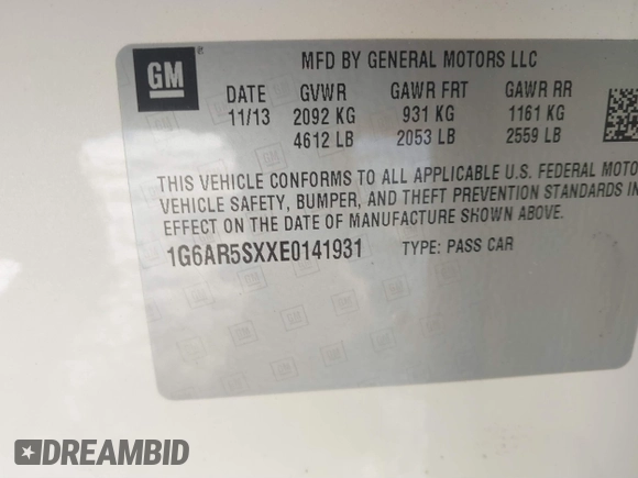 2014 Cadillac CTS Luxury RWD with VIN 1G6AR5SXXE0141931, listed as a IAAI auction lot 41352385 with 162,612 mi miles. Bid and sale history available at carsss.com. Image 9.