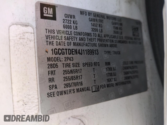 2018 Chevrolet Colorado 4WD Z71 with VIN 1GCGTDEN4J1189913, listed as a Copart auction lot 55279105 with 76,132 mi miles and Salvage title. Bid and sale history available at DreamBid. Image 12.