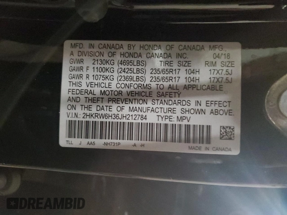 2018 Honda CR-V LX z VIN 2HKRW6H36JH212784, wystawiony jako Copart lot #88419635 z przebiegiem 119 288 mil mil oraz Szkoda całkowita • Salvage title. Historia ofert i sprzedaży dostępna na DreamBid. Obrazek 14.