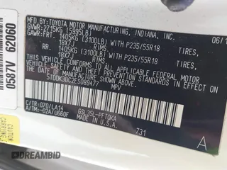 2014 Toyota Sienna Limited with VIN 5TDDK3DC2ES089477, listed as a IAAI auction lot 42217213 with 182,616 mi miles and . Bid and sale history available at DreamBid. Image 9.