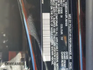 2023 Polestar 2 z VIN YSMED3KA3PL160128, wystawiony jako Copart lot #53551155 z przebiegiem 53 625 mil mil oraz Szkoda całkowita • Salvage title. Historia ofert i sprzedaży dostępna na DreamBid. Obrazek 13.