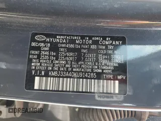 2019 Hyundai Tucson Value z VIN KM8J33A40KU914285, wystawiony jako Copart lot #54839375 z przebiegiem 81 214 mil mil oraz Szkoda całkowita • Salvage title. Historia ofert i sprzedaży dostępna na DreamBid. Obrazek 13.