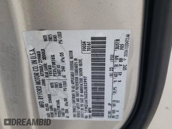 2003 Ford Explorer XLT z VIN 1FMZU63K03UB53997, wystawiony jako Copart lot #61626605 z przebiegiem 180 339 mil mil oraz Szkoda całkowita • Salvage title. Historia ofert i sprzedaży dostępna na DreamBid. Obrazek 13.
