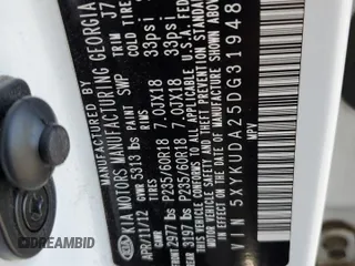 2013 Kia Sorento EX z VIN 5XYKUDA25DG319480, wystawiony jako Copart lot #45598315 z przebiegiem 71 560 mil mil oraz Szkoda całkowita • Salvage title. Historia ofert i sprzedaży dostępna na DreamBid. Obrazek 14.