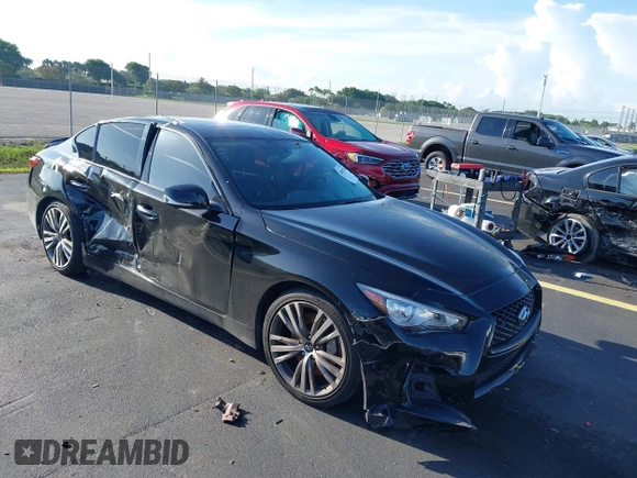 2019 Infiniti Q50 Luxe with VIN JN1EV7AP7KM516656, listed as a IAAI auction lot 42695766 with 100,206 mi miles and . Bid and sale history available at DreamBid. Image 1.