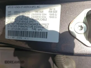 2019 Acura RDX with VIN 5J8TC2H39KL005229, listed as a Copart auction lot 61663945 with Not provided miles and Salvage title. Bid and sale history available at DreamBid. Image 12.