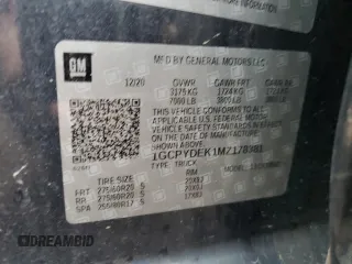 2021 Chevrolet Silverado 1500 LT with VIN 1GCPYDEK1MZ178381, listed as a Copart auction lot 82289274 with 0 mi miles and Salvage Title. Bid and sale history available at carsss.com. Image 12.