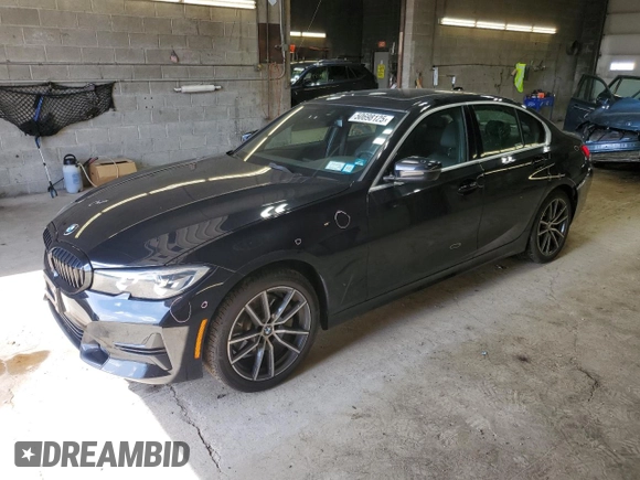 2020 BMW 3 Series 330i xDrive with VIN 3MW5R7J01L8B09304, listed as a Copart auction lot 50698125 with 49,409 mi miles and Salvage Title. Bid and sale history available at carsss.com. Image 1.