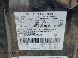 2010 Ford F-150 XL with VIN 1FTFW1EV8AKA17606, listed as a Copart auction lot 62011915 with 151,530 mi miles and Clean title. Bid and sale history available at DreamBid. Image 13.
