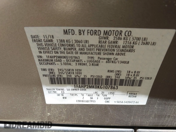 2019 Ford Police Interceptor z VIN 1FAHP2MK0KG107863, wystawiony jako IAAI lot #42337089 z przebiegiem 138 429 mil mil oraz . Historia ofert i sprzedaży dostępna na DreamBid. Obrazek 9.